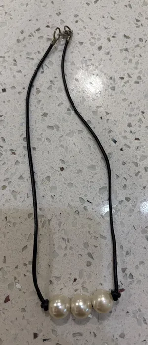Leather Pearl Choker Black thumbnail 1