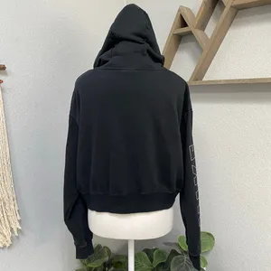 Nike Air Black Crop Hoodie White Spell Out Long Sleeve Pullover Activewear Gym thumbnail 4