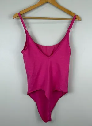 Outdoor Voices tech sweat leotard in hot pink Women's Size Medium thumbnail 6