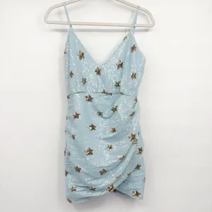 Superdown Revolve‎ Womens Dina Sequin Star Wrap Party Cocktail Mini Dress Size S thumbnail 3