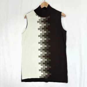 Attesa Premaman‎ Mockneck Maternity Sweater Vest Sz S/M Brown Preppy Academia thumbnail 3
