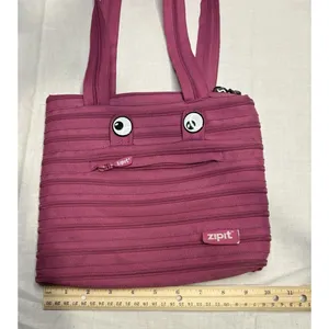 Zipit Pink‎ Zipper Shoulder Bag with Eyes | Quirky Novelty Tote Purse | 11x9" thumbnail 4