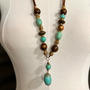 Vintage Single Strand Women's Necklace Beaded Bohemian Handmade Turquoise Retro thumbnail 5