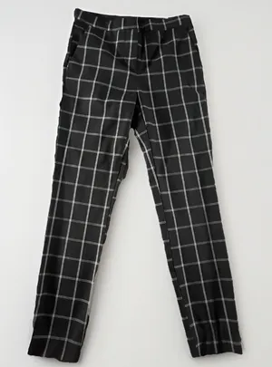 ZARA Women's Black White Windowpane Plaid Slim Ankle Dress‎ Pants Size XS thumbnail 1