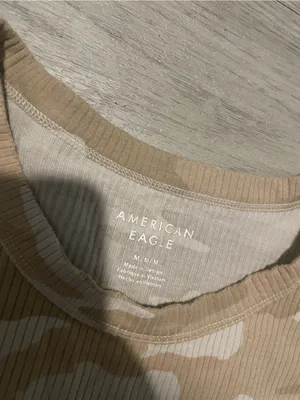 American Eagle Outfitters Beige & White Camo Ribbed Tee thumbnail 2
