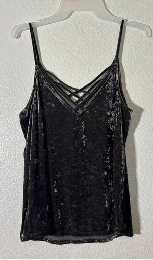 American Eagle Women's Crushed Velvet Cami Women's Size L Strappy Neck Black thumbnail 1