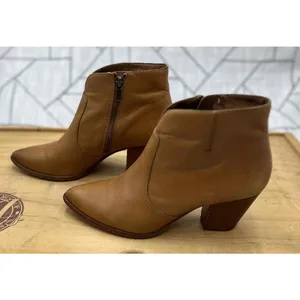 Frye Jennifer Leather Ankle Booties Brown Zipper Heeled Womens Size 7‎ READ thumbnail 6