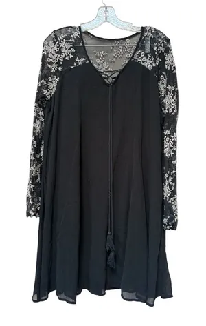 Maurices Whimsigoth Black Lace Tunic Dress L Witchy Boho Romantic thumbnail 1