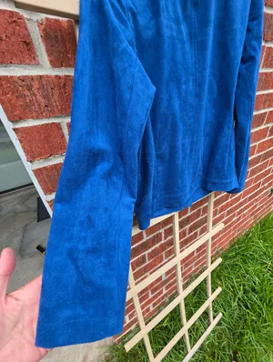 Chicos Faux Suede Jacket Artisan Sapphire Blue Moto Snap Front Chicos 0 4/6 thumbnail 9