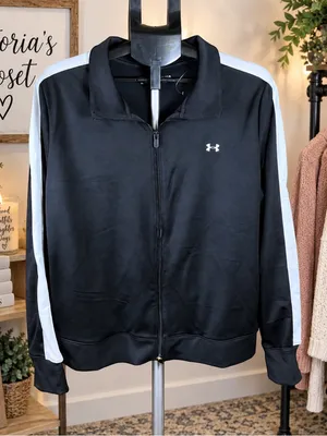 Under Armour Women’s Track Jacket Black & White Large - NWOT thumbnail 1