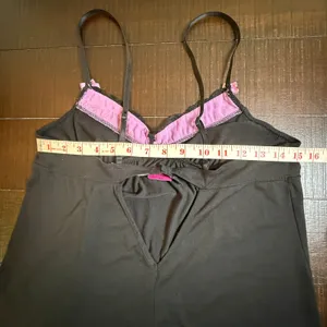 Betsey‎ Johnson Intimates Black Pink Lace Trim Camisole Baby Doll Bra Top Medium thumbnail 7