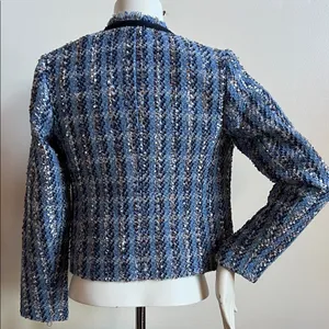 Express Navy and Silver Textured Blazer XS old silver military buttons thumbnail 6