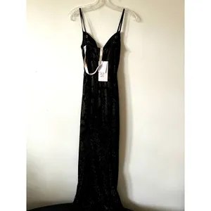 Oh Polly Velia Embellished Peekaboo Cowl-Neck Dress in Brown Snake Size 2 New thumbnail 8