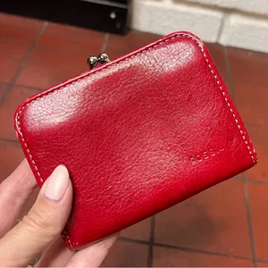 Fossil Red Leather Wallet thumbnail 1