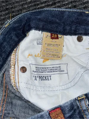 RARE VTG 7 For All Mankind Low Rise Pink Bling "A" Pocket Straight Jeans 28 USA thumbnail 7