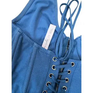 Urban Outfitters Out From Under‎ Hot Stuff Denim Halter Corset Top Blue Sz S thumbnail 10