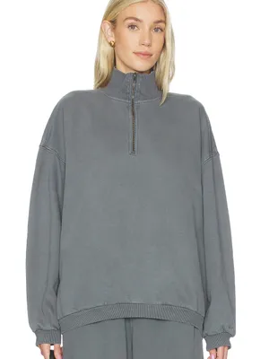 Skims Boyfriend Fleece Slouchy Turtleneck Pullover Sweatshirt In Gray size small thumbnail 1
