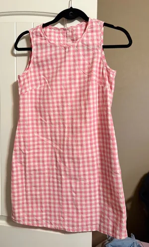 Pink Gingham Cotton Mini Dress Size XS thumbnail 1