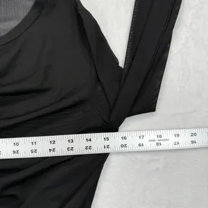 Garage Mesh Top Ruched Long Sleeve See Through‎ Black Blouse Large thumbnail 2