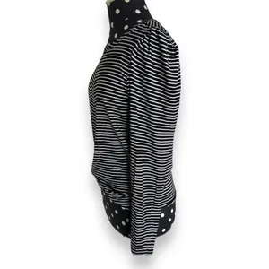 Haute Monde Womens Knit Top Sz S Black White Striped Crossover‎ Bottom NEW thumbnail 6