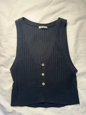 ZARA Black  Free People Button Tank Top thumbnail 1