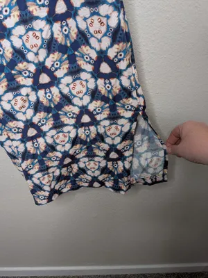 Anthropologie Geometrical Blue White Wide-Leg Pull on Pants XL thumbnail 8