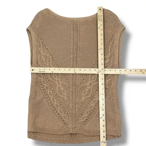 White House | Black Market Boho Multi Knit Sleeveless‎ Slouchy Sweater Vest Tan XS thumbnail 12