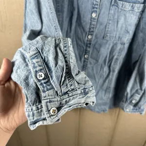 Anthropologie Pilcro Puff Long Sleeve Denim Button Up Front Shirt Womens Large thumbnail 4