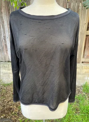 Lululemon see through Black Striped Women's Top grunge chic modern size 8 thumbnail 1