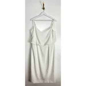 DRESS THE POPULATION Alondra Blouson Sheath Dress in Off-White Size XX-Large thumbnail 3