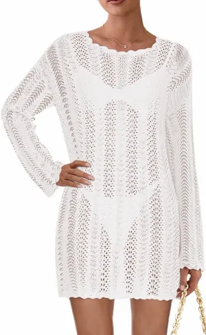 Pretty Garden Crochet Swim Cover Up White Women’s S thumbnail 1