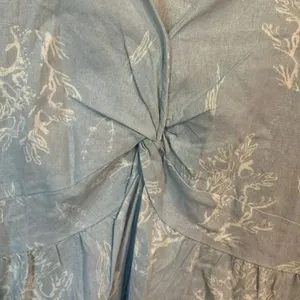 Charlie Paige Linen Blend Baby Blue Floral Midi Dress XL Coastal Boho #700 thumbnail 4