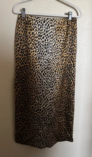Dolce & Gabbana Silk Leopard-Print Denim Maxi Skirt Sz 6 Brown Black Blue thumbnail 1