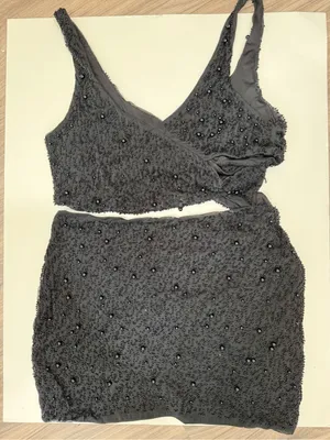 Oh Polly Epernay Black Beaded Cut Out Mini Dress Size 12 thumbnail 4