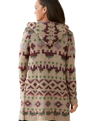 J.Jill Lenox hooded cardigan sweater geometric fair isle relaxed front pockets thumbnail 8