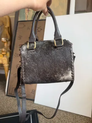 Cowhide bag With charm chain Brown thumbnail 2