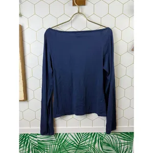 Abercrombie & Fitch Y2K Navy Babydoll V-Neck Long Sleeve Tee - Size - Large thumbnail 2