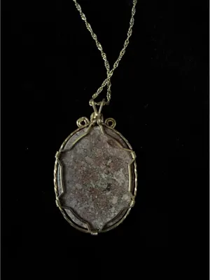 Handmade Wire-Wrapped Gemstone Pendant Necklace Earthy Red Jasper Cabochon 28” thumbnail 5