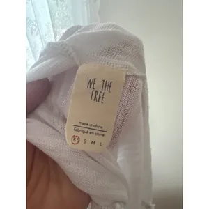 We The Free Free People White Slub Knit Side Tie Off Shoulder Top Womens XS thumbnail 3