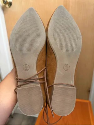 Mossimo Supply Co. Brown Suede Lace-Up Ballet Flats - Pointed Toe Shoes. Size: 6 thumbnail 7