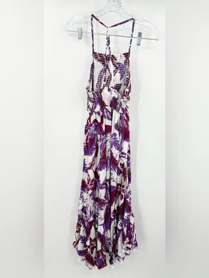 Free People‎ Purple Floral Print Heat Wave Women's Maxi Dress Size XS thumbnail 3