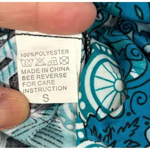 Smocked Empire Waist Maxi A-line Dress Sz S Turquoise‎ Boho Beach Feminine Ocean thumbnail 6
