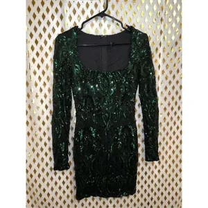 Windsor green sequin mini dress long sleeved size S thumbnail 3