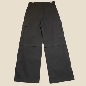Pretty‎ Damage Cargo Pants Women's Medium Black Wide Leg Grommet Goth Grunge NWT thumbnail 2