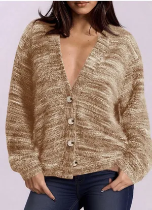 PRETTYGARDEN Button Cardigan Sweater Brown Women’s M NWT thumbnail 1