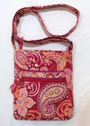 Vera Bradley Hipster Crossbody Purse Raspberry Fizz Retired Red & Pink Bag thumbnail 1