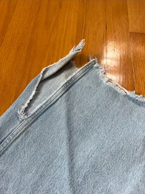 Zara 100% cotton wide leg raw split hem jeans thumbnail 6