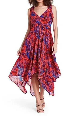Alexis x Target Red Tropical Leaf Dress Women’s Medium NWT Asymmetrical Hem Boho thumbnail 1