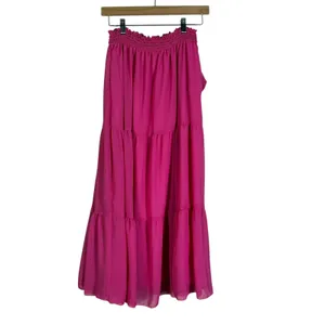 Haptics Womens Boho Tiered Maxi Skirt Size M Pink Festival Summer Romantic thumbnail 2