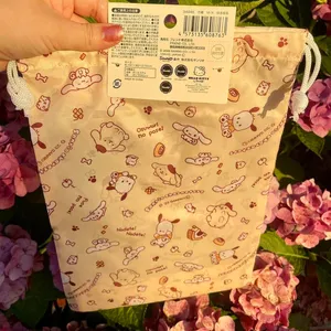 Sanrio Yellow Drawstring Bag With Pochacco Cinnamoroll Pompompurin thumbnail 3